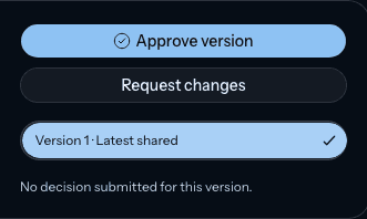 Client review decision controls with Approve version and Request changes buttons